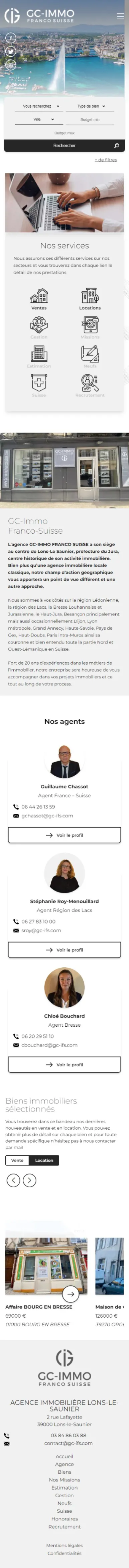 Site internet GC Immo Franco-Suisse mobile